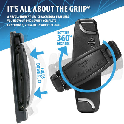 Mint Bucket Brands SpiiderGriip 360 Rotating Phone Grip – Flat-Fold Kickstand & Secure Strap – Works with iPhone, Android, Tablets & Cases – Comfortable & Durable