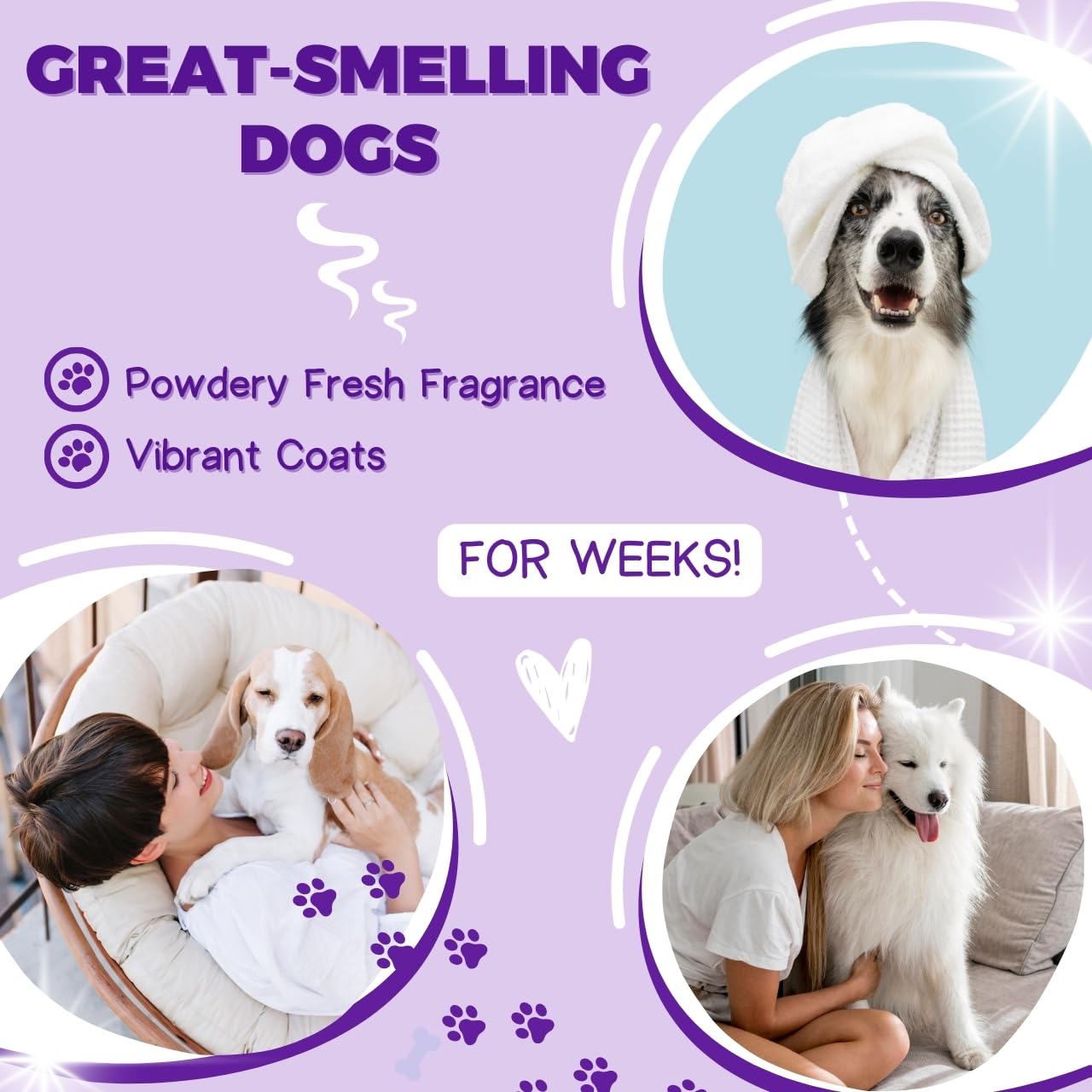 Alpha Dog Series Bright White Natural Whitening Dog Shampoo and Conditioner for Dogs with Aloe Vera, pH Balanced Dog Shampoo and Conditioner Set, Tear-Free for Sensitive Skin 26.4 Oz (Pack of 2)