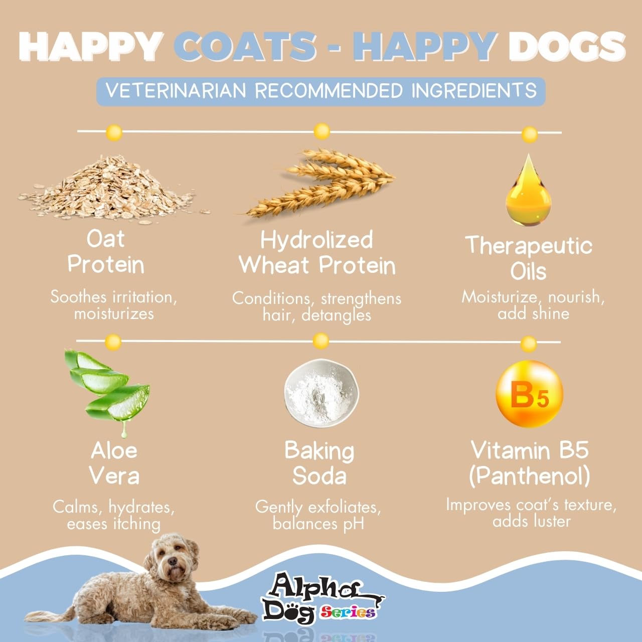 Alpha Dog Series All Natural Anti Itch Oatmeal Shampoo + Conditioner for Dogs | Hypoallergenic Soothing Relief for Dry, Itchy, Bitten or Allergy Damaged Skin (Pack of 2)