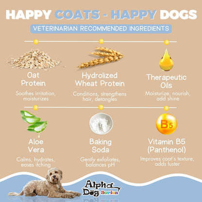 Alpha Dog Series All Natural Anti Itch Oatmeal Shampoo + Conditioner for Dogs | Hypoallergenic Soothing Relief for Dry, Itchy, Bitten or Allergy Damaged Skin (Pack of 2)