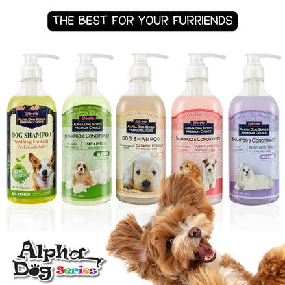 Alpha Dog Series All Stages Natural Dog Shampoo and Conditioner Set with Aloe Vera pH-Balanced Dog Grooming Shampoo and Conditioner for Dogs, Tear-Free Moisturizing Dog Shampoo, 26.4 Oz (Pack of 2)