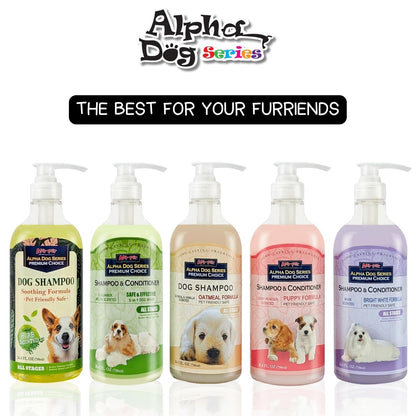 Alpha Dog Series All Stages Natural Dog Shampoo and Conditioner Set with Aloe Vera pH-Balanced Dog Grooming Shampoo and Conditioner for Dogs, Tear-Free Moisturizing Dog Shampoo, 26.4 Oz (Pack of 2)