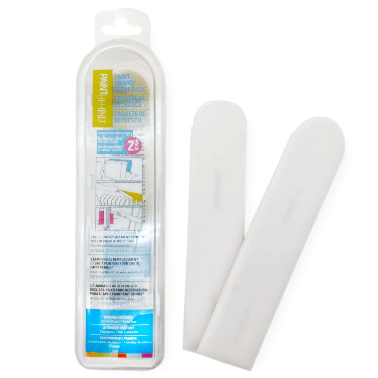 Paint Behind Toilet Tool Nylon Brush and Refill Bundle - Flat Paint Brush Set for Walls, Behind Toilet and Hard to Reach Areas - Painting Supplies for Home Interior Set