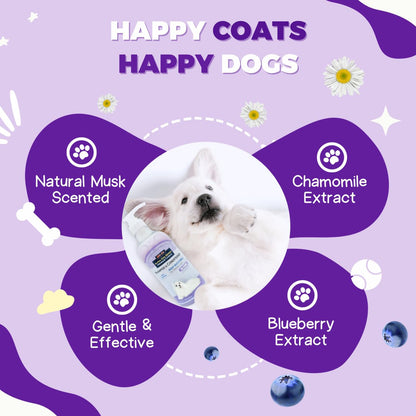 Alpha Dog Series Bright White Natural Whitening Dog Shampoo and Conditioner for Dogs with Aloe Vera, pH Balanced Dog Shampoo and Conditioner Set, Tear-Free for Sensitive Skin 26.4 Oz (Pack of 2)