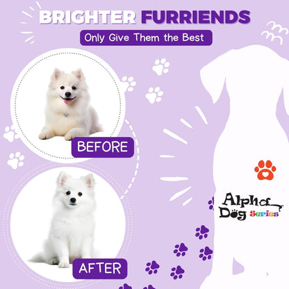 Alpha Dog Series Bright White Natural Whitening Dog Shampoo and Conditioner for Dogs with Aloe Vera, pH Balanced Dog Shampoo and Conditioner Set, Tear-Free for Sensitive Skin 26.4 Oz (Pack of 2)