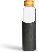 Neon Kactus - Hand Blown Borosilicate Glass Water Bottle with Bamboo Lid, Glass Bottles with Food-Grade Silicone Sleeve, Plastic-Free and Spill-Proof Reusable Water Bottle, Free Spirit, 550ml