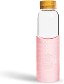 Neon Kactus - Hand Blown Borosilicate Glass Water Bottle with Bamboo Lid, Glass Bottles with Food-Grade Silicone Sleeve, Plastic-Free and Spill-Proof Reusable Water Bottle, Free Spirit, 550ml