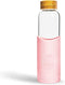 Neon Kactus - Hand Blown Borosilicate Glass Water Bottle with Bamboo Lid, Glass Bottles with Food-Grade Silicone Sleeve, Plastic-Free and Spill-Proof Reusable Water Bottle, Free Spirit, 550ml