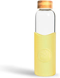 Neon Kactus - Hand Blown Borosilicate Glass Water Bottle with Bamboo Lid, Glass Bottles with Food-Grade Silicone Sleeve, Plastic-Free and Spill-Proof Reusable Water Bottle, Free Spirit, 550ml