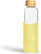Neon Kactus - Hand Blown Borosilicate Glass Water Bottle with Bamboo Lid, Glass Bottles with Food-Grade Silicone Sleeve, Plastic-Free and Spill-Proof Reusable Water Bottle, Free Spirit, 550ml